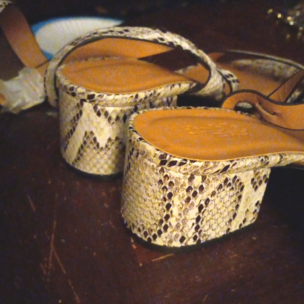 NWOT Snake Print Strappy Sandal with Block Heel - Picture 3 of 6